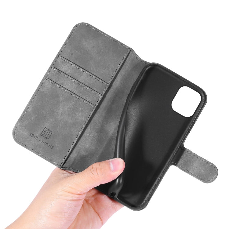DG.MING Retro Oil Side Horizontal Flip Case with Holder & Card Slots & Wallet for iPhone 11