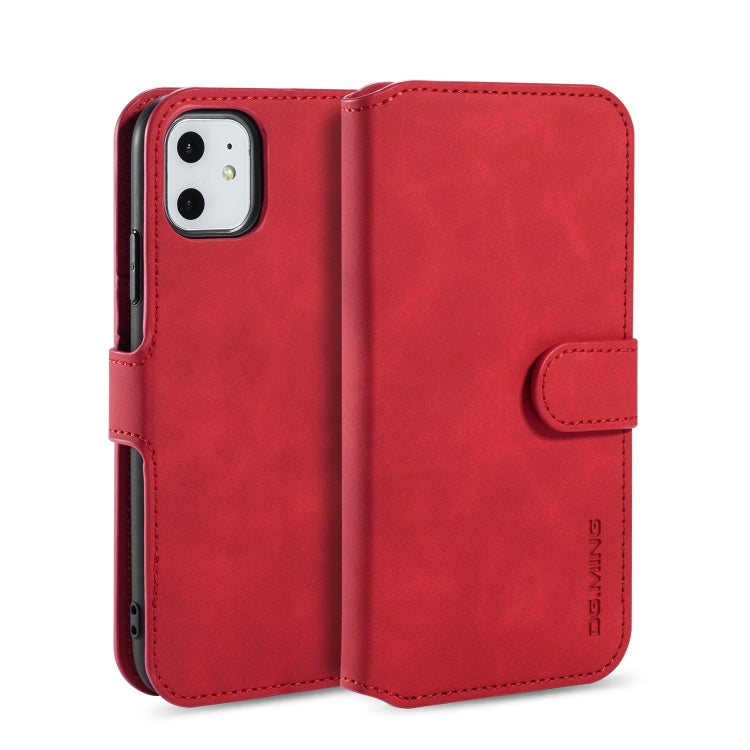 DG.MING Retro Oil Side Horizontal Flip Case with Holder & Card Slots & Wallet for iPhone 11