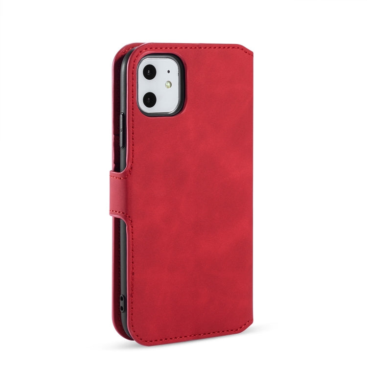 DG.MING Retro Oil Side Horizontal Flip Case with Holder & Card Slots & Wallet for iPhone 11