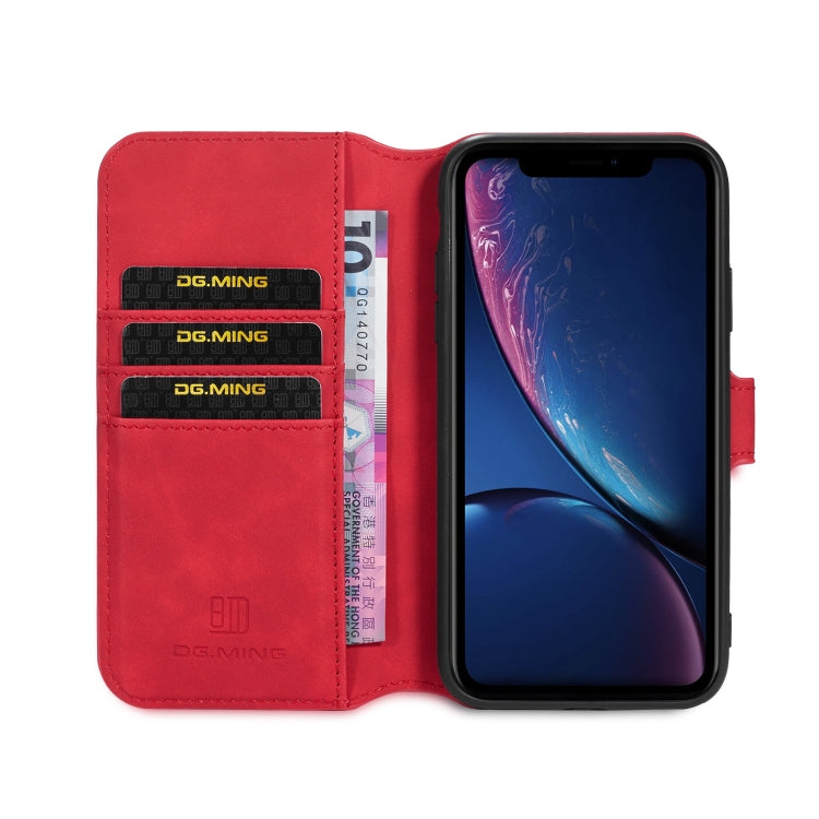 DG.MING Retro Oil Side Horizontal Flip Case with Holder & Card Slots & Wallet for iPhone 11