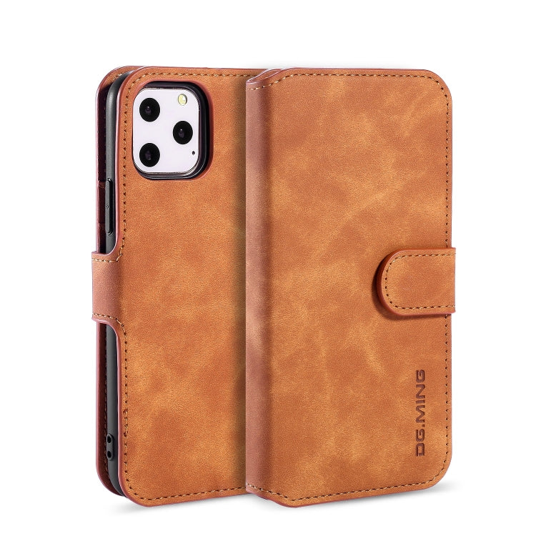 DG.MING Retro Oil Side Horizontal Flip Case with Holder & Card Slots & Wallet for iPhone 11 Pro Max