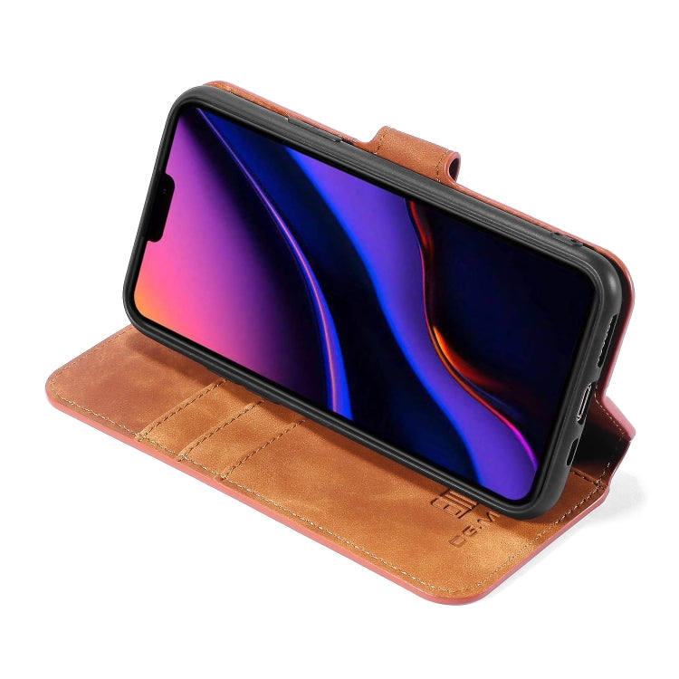 DG.MING Retro Oil Side Horizontal Flip Case with Holder & Card Slots & Wallet for iPhone 11 Pro Max