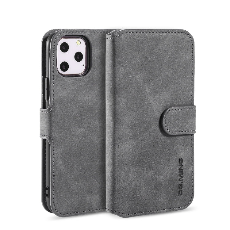 DG.MING Retro Oil Side Horizontal Flip Case with Holder & Card Slots & Wallet for iPhone 11 Pro Max