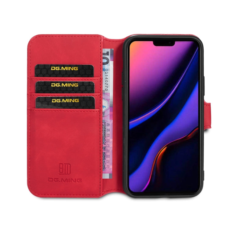 DG.MING Retro Oil Side Horizontal Flip Case with Holder & Card Slots & Wallet for iPhone 11 Pro Max