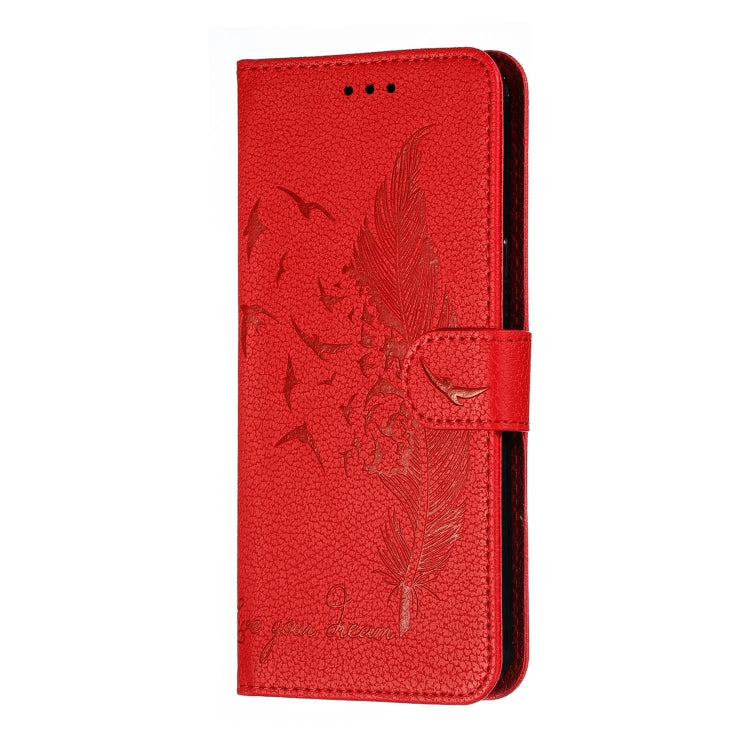 Feather Pattern Litchi Texture Horizontal Flip Leather Case with Wallet & Holder & Card Slots For LG K50