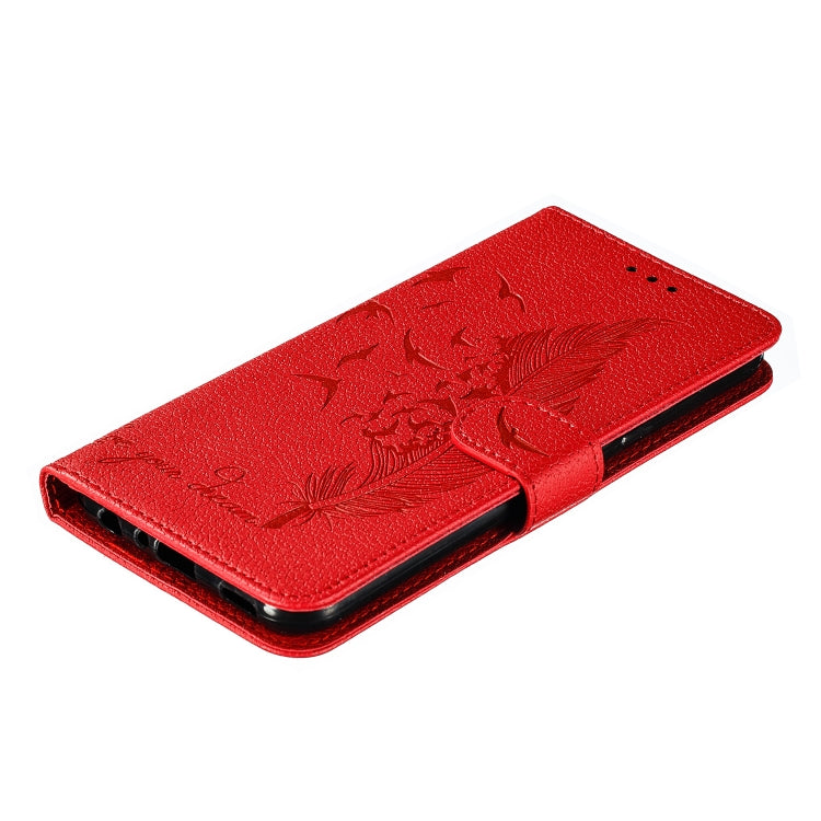 Feather Pattern Litchi Texture Horizontal Flip Leather Case with Wallet & Holder & Card Slots For LG K50