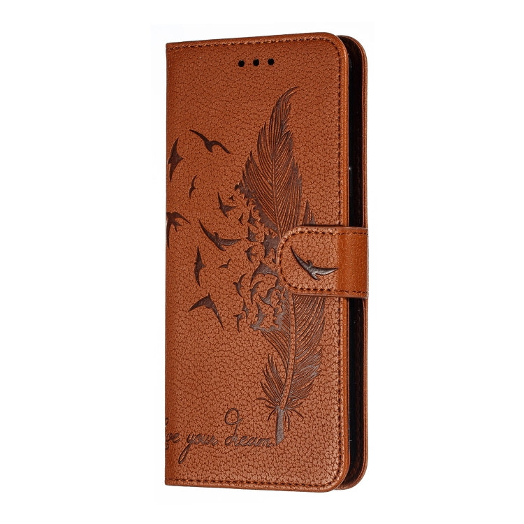 Feather Pattern Litchi Texture Horizontal Flip Leather Case with Wallet & Holder & Card Slots For LG K50