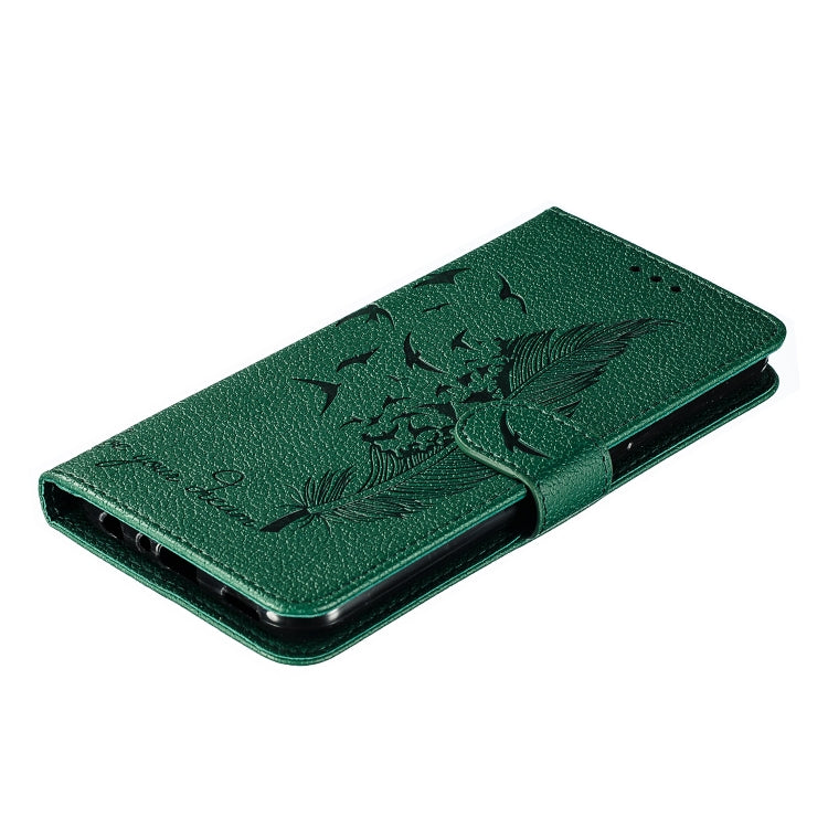 Feather Pattern Litchi Texture Horizontal Flip Leather Case with Wallet & Holder & Card Slots For LG K50