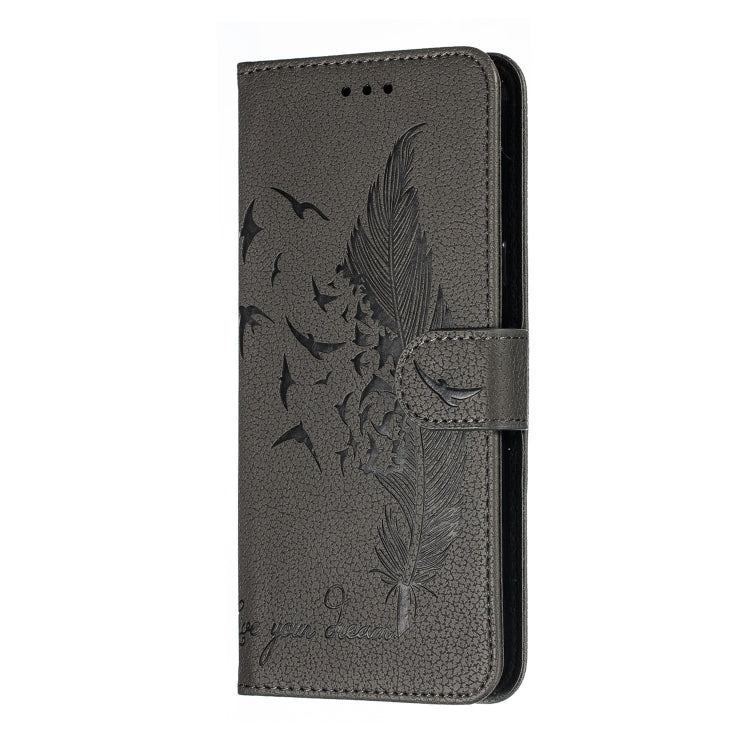 Feather Pattern Litchi Texture Horizontal Flip Leather Case with Wallet & Holder & Card Slots For LG K50