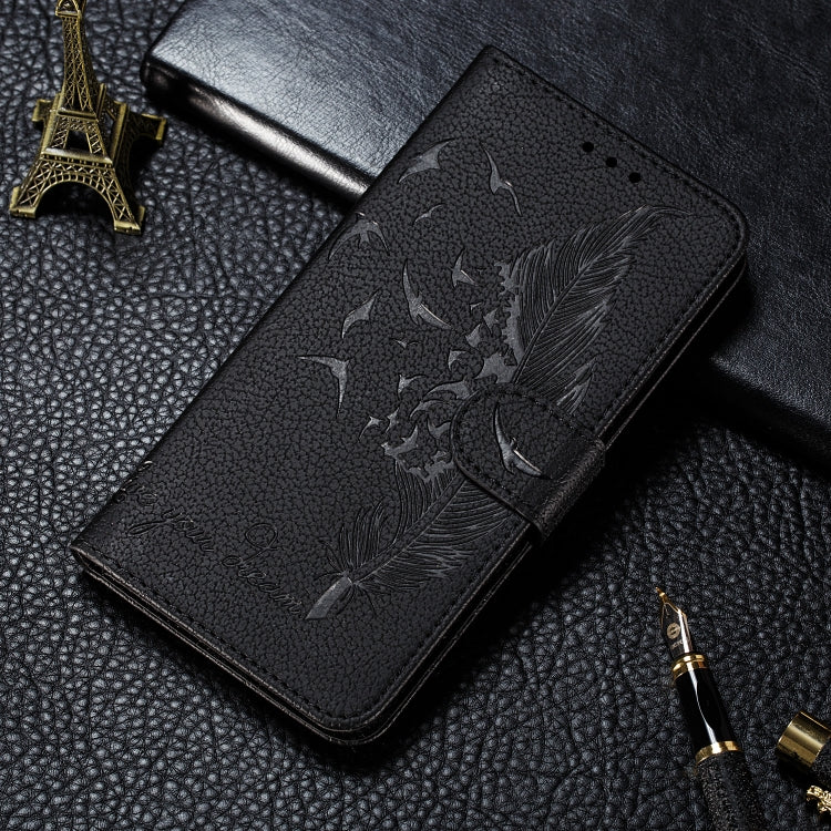 Feather Pattern Litchi Texture Horizontal Flip Leather Case with Wallet & Holder & Card Slots For LG K50