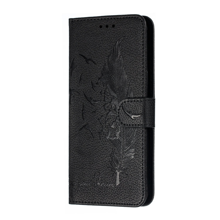 Feather Pattern Litchi Texture Horizontal Flip Leather Case with Wallet & Holder & Card Slots For LG K50