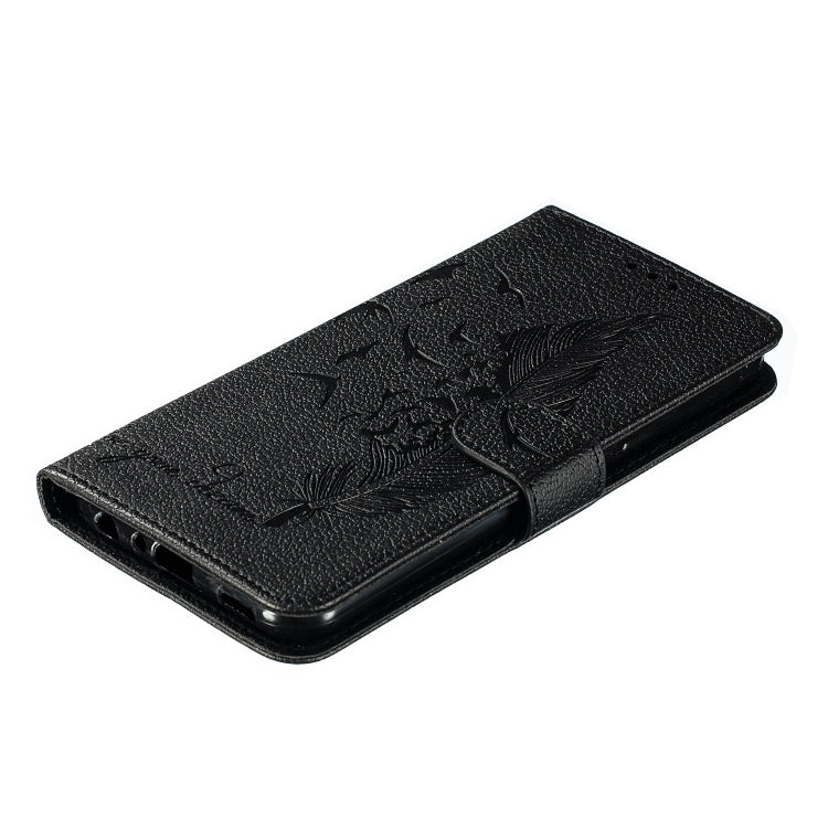 Feather Pattern Litchi Texture Horizontal Flip Leather Case with Wallet & Holder & Card Slots For LG K50
