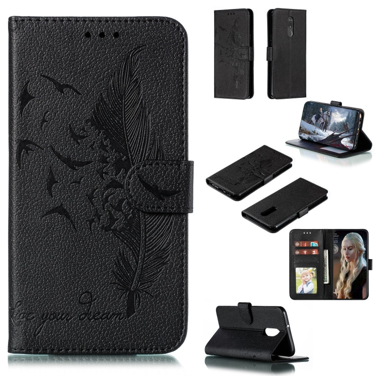 Feather Pattern Litchi Texture Horizontal Flip Leather Case with Wallet & Holder & Card Slots For LG Stylo 5