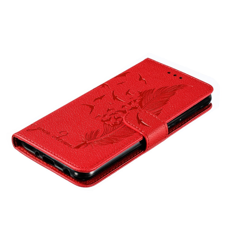 Feather Pattern Litchi Texture Horizontal Flip Leather Case with Wallet & Holder & Card Slots For Motorola One Pro