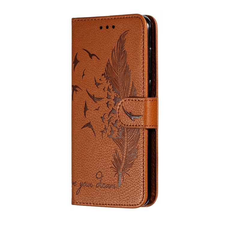 Feather Pattern Litchi Texture Horizontal Flip Leather Case with Wallet & Holder & Card Slots For Motorola One Pro