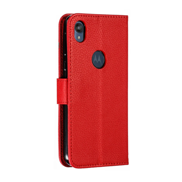 Feather Pattern Litchi Texture Horizontal Flip Leather Case with Wallet & Holder & Card Slots For Motorola Moto E6