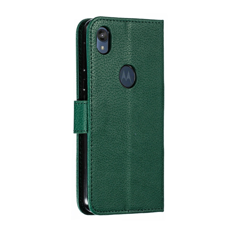 Feather Pattern Litchi Texture Horizontal Flip Leather Case with Wallet & Holder & Card Slots For Motorola Moto E6