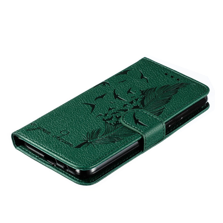 Feather Pattern Litchi Texture Horizontal Flip Leather Case with Wallet & Holder & Card Slots For Motorola Moto E6