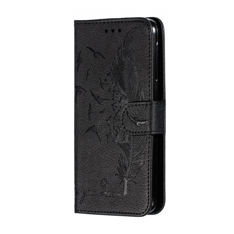 Feather Pattern Litchi Texture Horizontal Flip Leather Case with Wallet & Holder & Card Slots For Motorola Moto E6