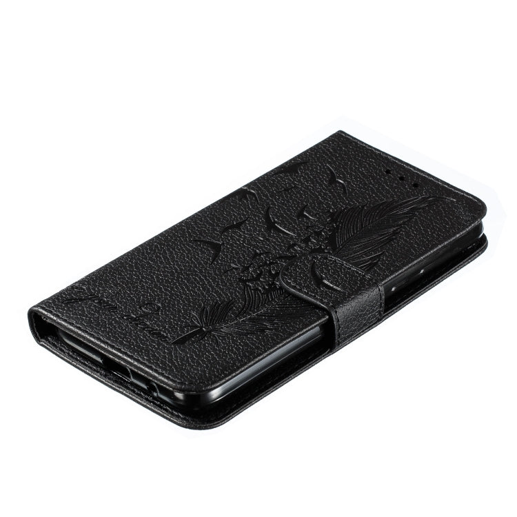 Feather Pattern Litchi Texture Horizontal Flip Leather Case with Wallet & Holder & Card Slots For Motorola Moto E6
