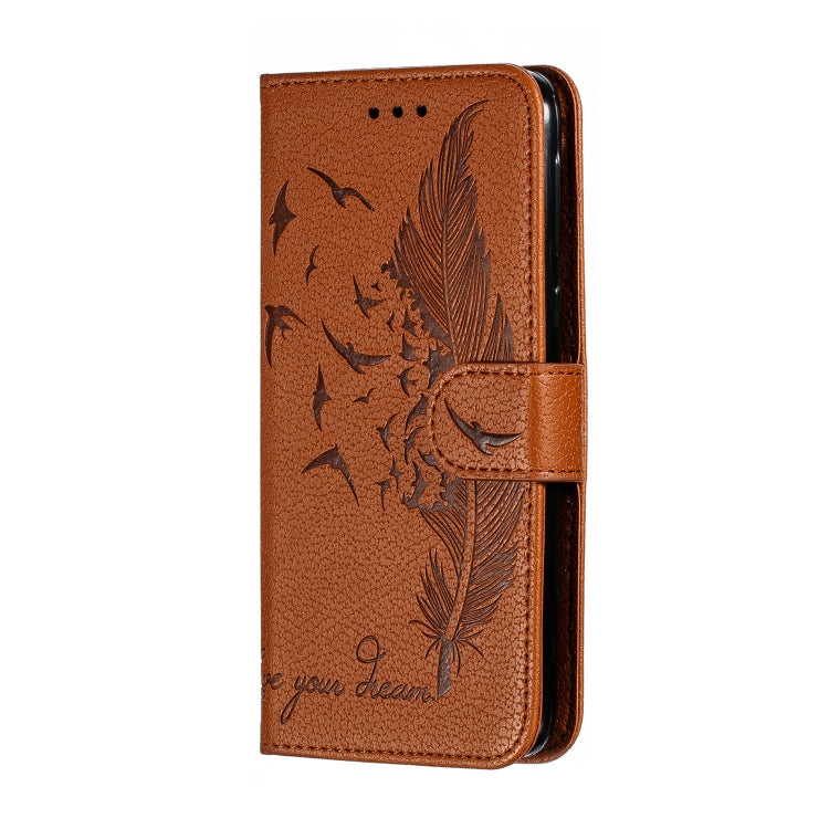 Feather Pattern Litchi Texture Horizontal Flip Leather Case with Wallet & Holder & Card Slots For Motorola Moto E6