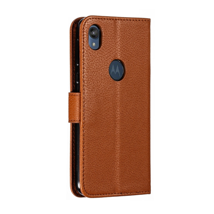 Feather Pattern Litchi Texture Horizontal Flip Leather Case with Wallet & Holder & Card Slots For Motorola Moto E6