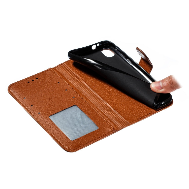 Feather Pattern Litchi Texture Horizontal Flip Leather Case with Wallet & Holder & Card Slots For Motorola Moto E6