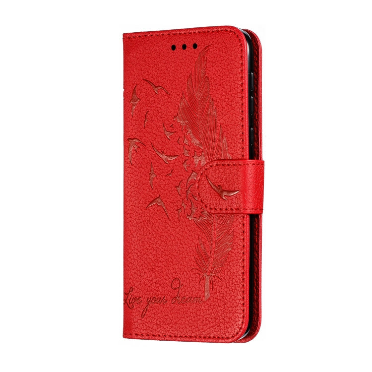 Feather Pattern Litchi Texture Horizontal Flip Leather Case with Wallet & Holder & Card Slots For Motorola Moto G7 Play