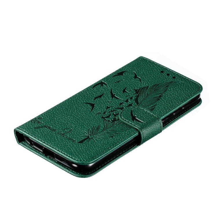 Feather Pattern Litchi Texture Horizontal Flip Leather Case with Wallet & Holder & Card Slots For Motorola Moto G7 Play