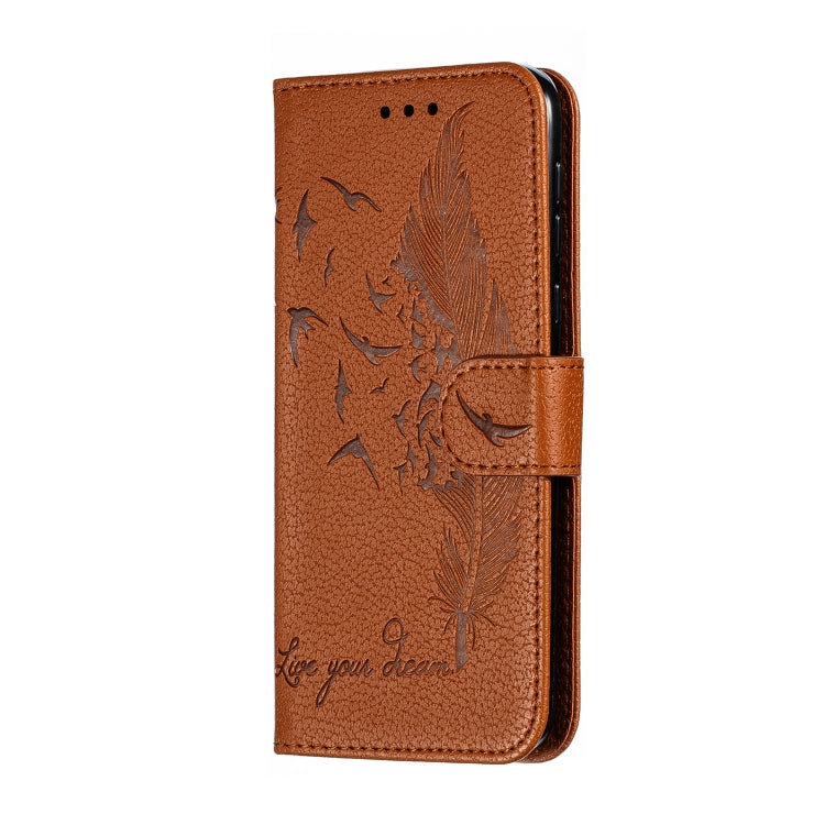 Feather Pattern Litchi Texture Horizontal Flip Leather Case with Wallet & Holder & Card Slots For Motorola Moto G7 Play