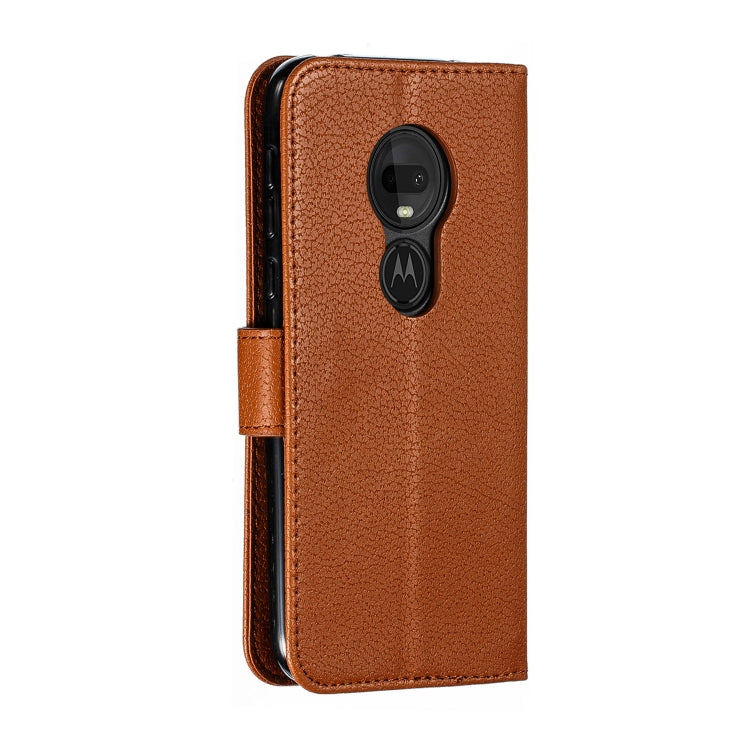 Feather Pattern Litchi Texture Horizontal Flip Leather Case with Wallet & Holder & Card Slots For Motorola Moto G7 Play
