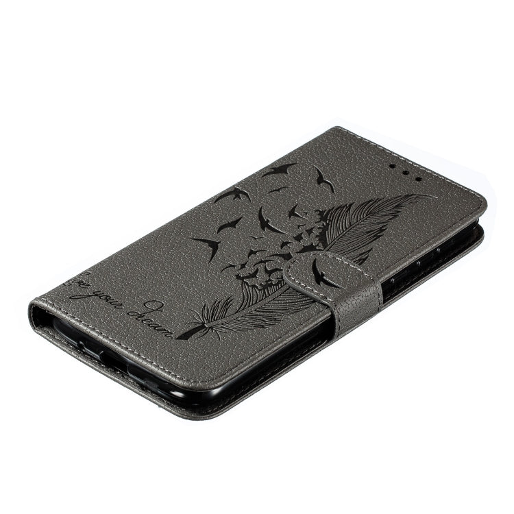 Feather Pattern Litchi Texture Horizontal Flip Leather Case with Wallet & Holder & Card Slots For Motorola Moto G7 Power
