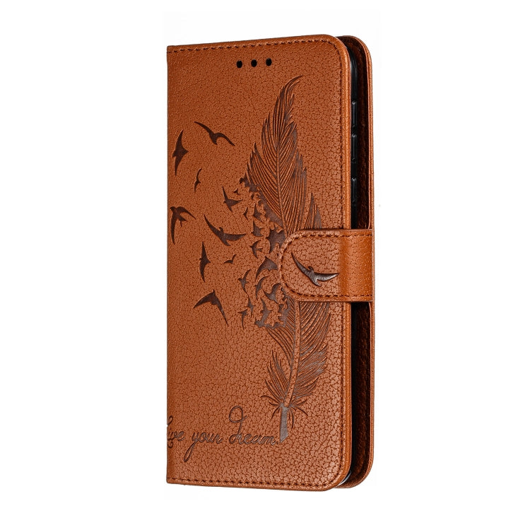 Feather Pattern Litchi Texture Horizontal Flip Leather Case with Wallet & Holder & Card Slots For Motorola Moto G7 Power