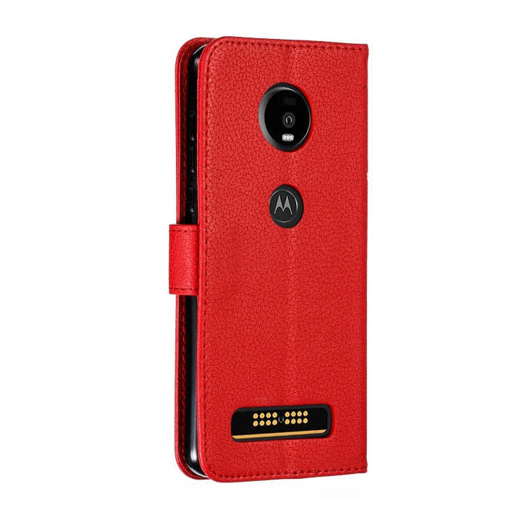 Feather Pattern Litchi Texture Horizontal Flip Leather Case with Wallet & Holder & Card Slots For Motorola Moto Z4 Play