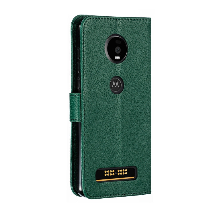 Feather Pattern Litchi Texture Horizontal Flip Leather Case with Wallet & Holder & Card Slots For Motorola Moto Z4 Play