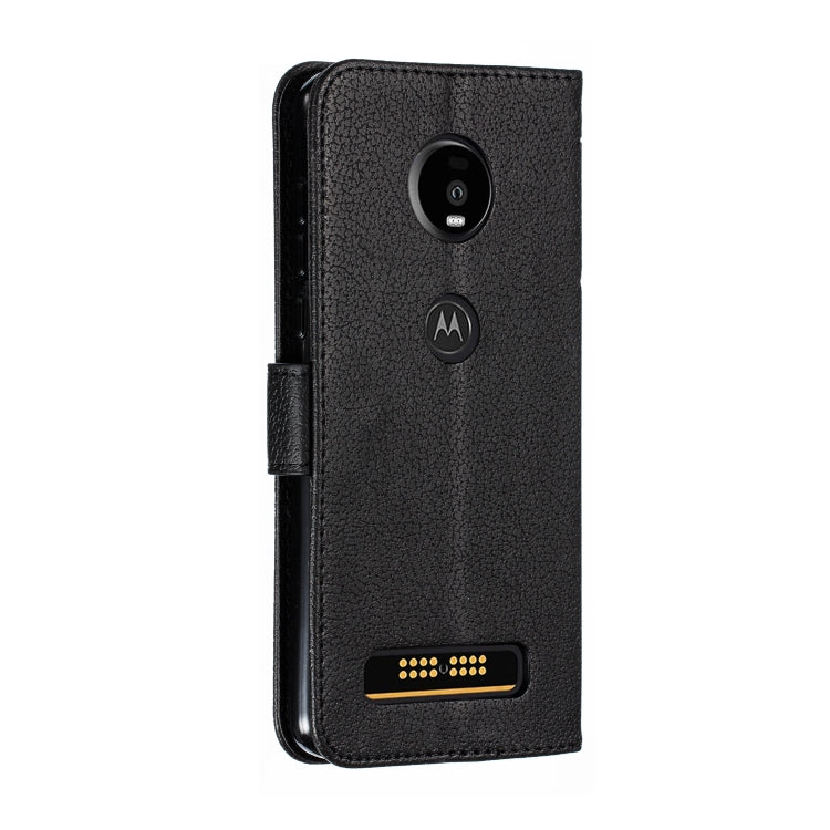 Feather Pattern Litchi Texture Horizontal Flip Leather Case with Wallet & Holder & Card Slots For Motorola Moto Z4 Play