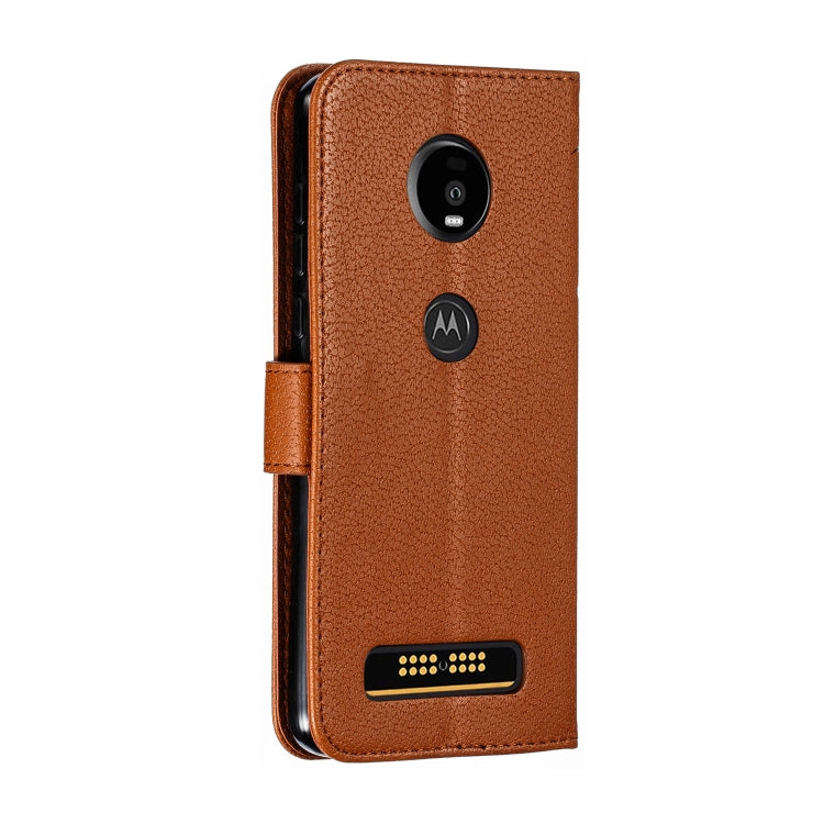 Feather Pattern Litchi Texture Horizontal Flip Leather Case with Wallet & Holder & Card Slots For Motorola Moto Z4 Play