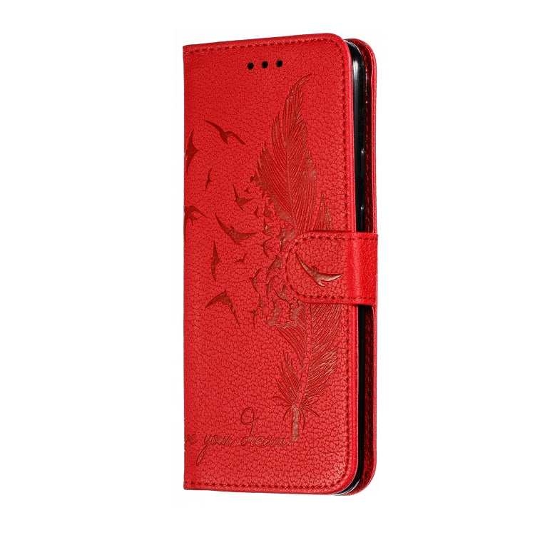 Feather Pattern Litchi Texture Horizontal Flip Leather Case with Wallet & Holder & Card Slots For Google Pixel 4XL