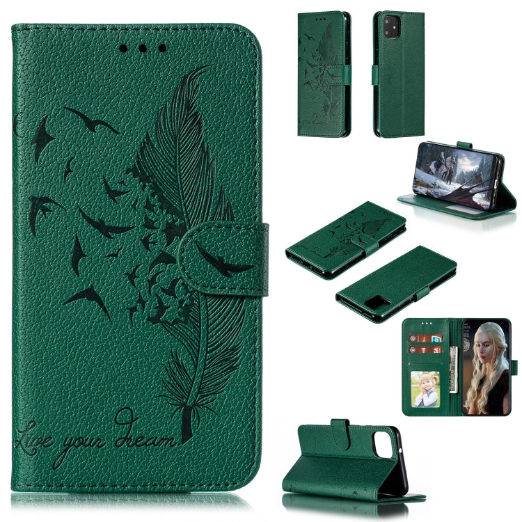 Feather Pattern Litchi Texture Horizontal Flip Leather Case with Wallet & Holder & Card Slots For Google Pixel 4XL