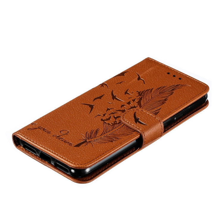Feather Pattern Litchi Texture Horizontal Flip Leather Case with Wallet & Holder & Card Slots For Google Pixel 4XL
