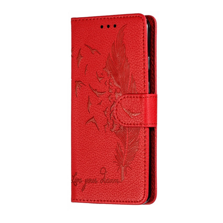 Feather Pattern Litchi Texture Horizontal Flip Leather Case with Wallet & Holder & Card Slots For Google Pixel 3