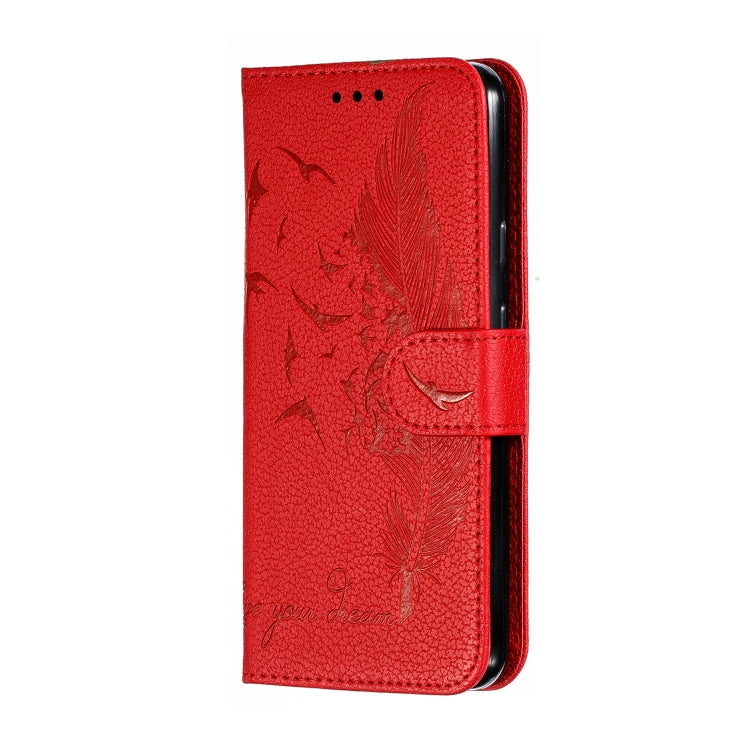 Feather Pattern Litchi Texture Horizontal Flip Leather Case with Wallet & Holder & Card Slots For Google Pixel 3a