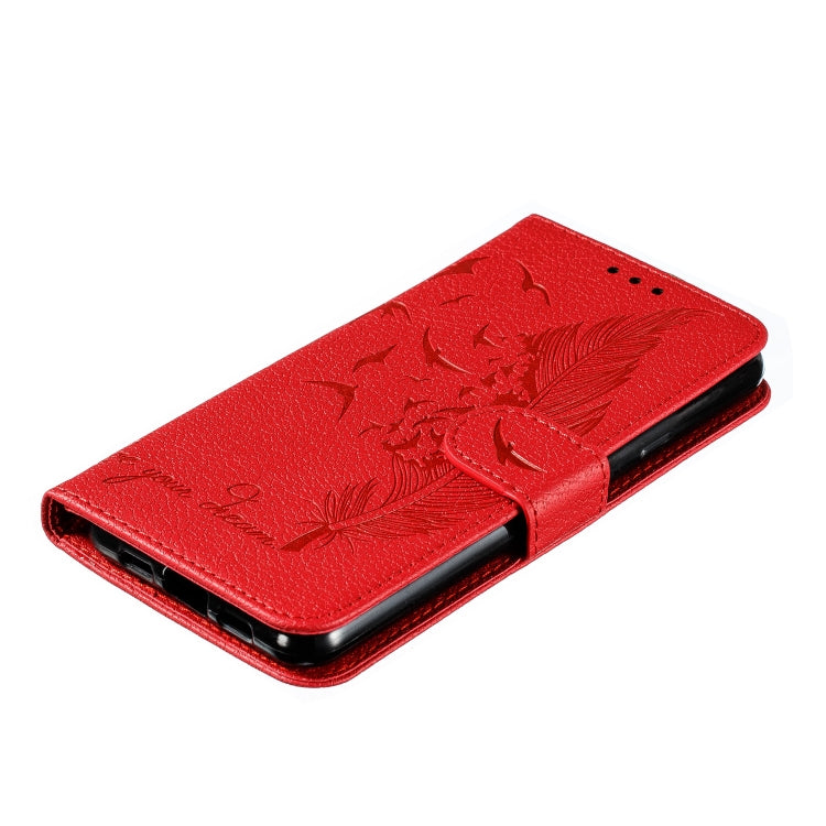 Feather Pattern Litchi Texture Horizontal Flip Leather Case with Wallet & Holder & Card Slots For Google Pixel 3a