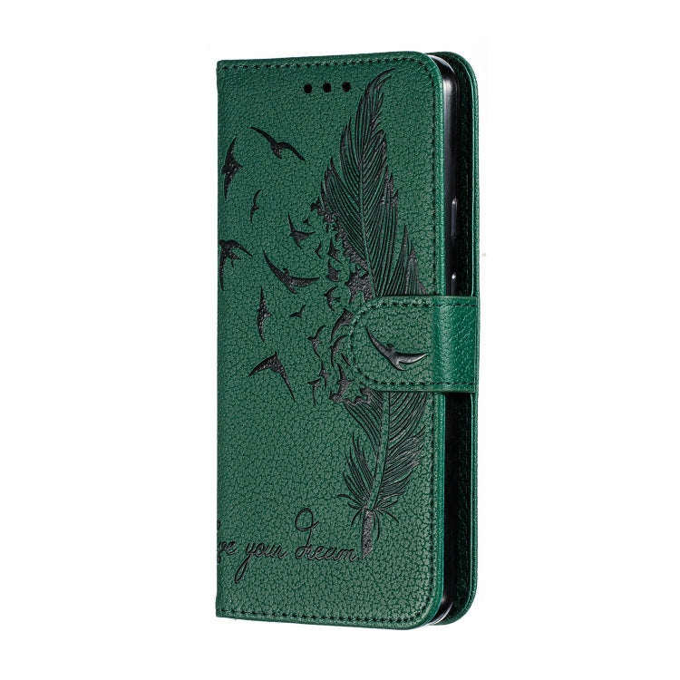 Feather Pattern Litchi Texture Horizontal Flip Leather Case with Wallet & Holder & Card Slots For Google Pixel 3a