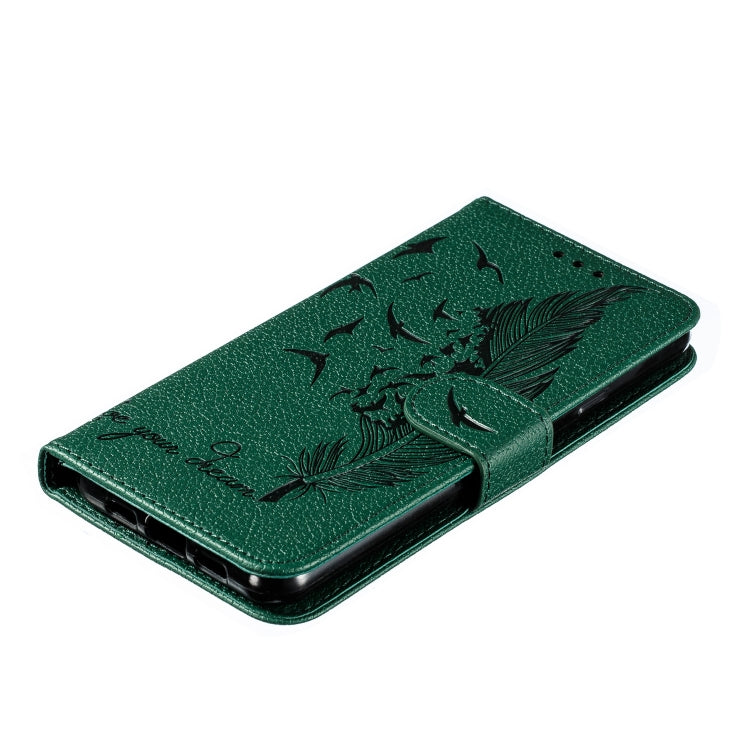 Feather Pattern Litchi Texture Horizontal Flip Leather Case with Wallet & Holder & Card Slots For Google Pixel 3a