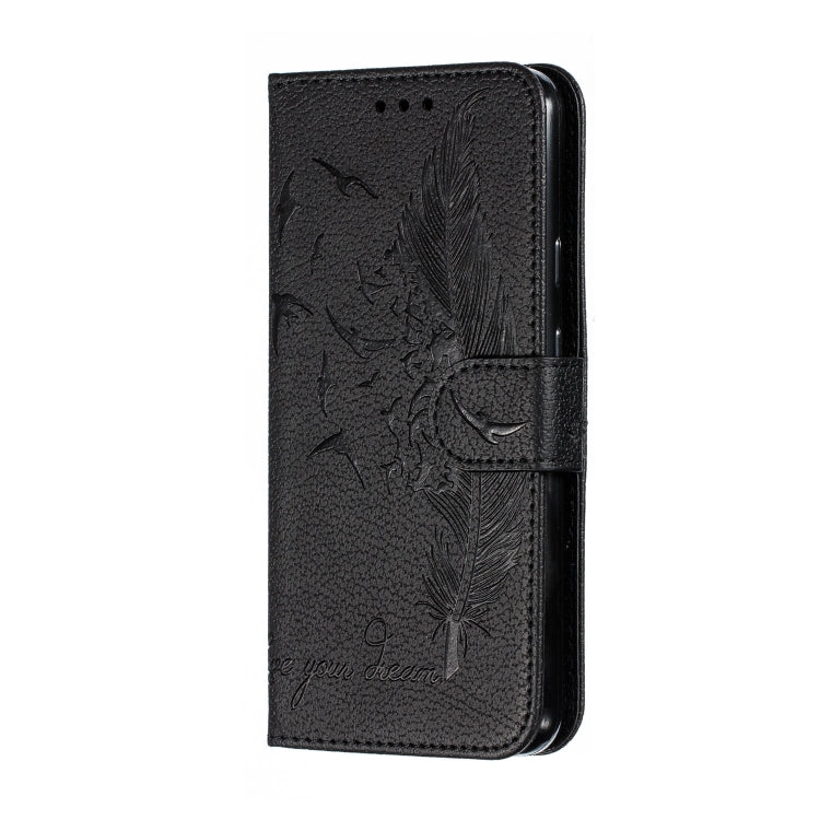 Feather Pattern Litchi Texture Horizontal Flip Leather Case with Wallet & Holder & Card Slots For Google Pixel 3a