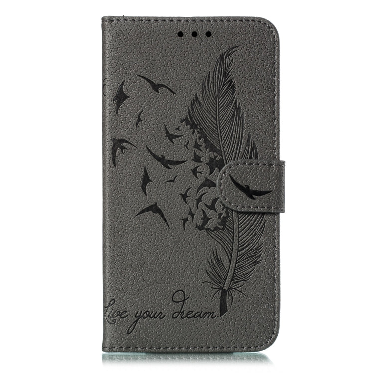 Feather Pattern Litchi Texture Horizontal Flip Leather Case with Wallet & Holder & Card Slots For Google Pixel 3a