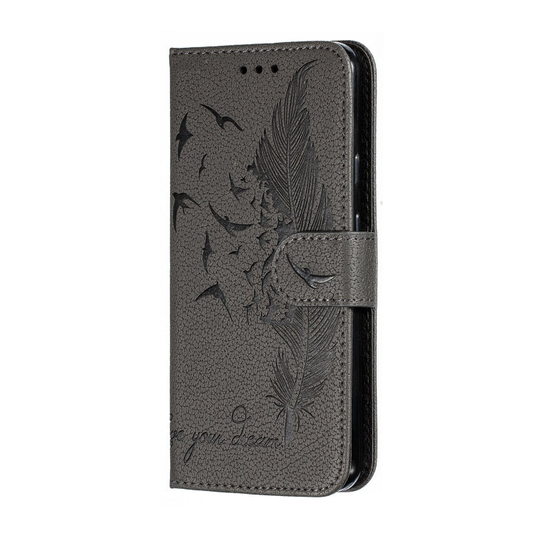 Feather Pattern Litchi Texture Horizontal Flip Leather Case with Wallet & Holder & Card Slots For Google Pixel 3a