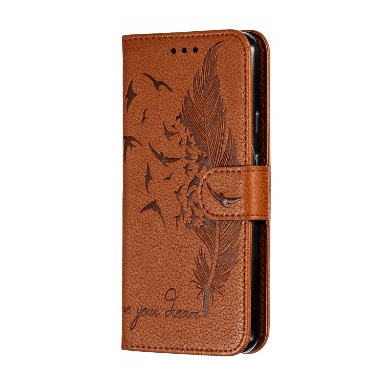Feather Pattern Litchi Texture Horizontal Flip Leather Case with Wallet & Holder & Card Slots For Google Pixel 3a