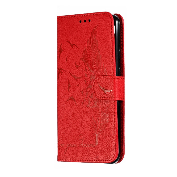 Feather Pattern Litchi Texture Horizontal Flip Leather Case with Wallet & Holder & Card Slots For Google Pixel 3a XL